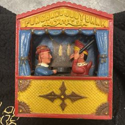 Antique J. & E. Stevens “Punch and Judy” Cast Iron Mechanical Bank – c. 1880s–1890s