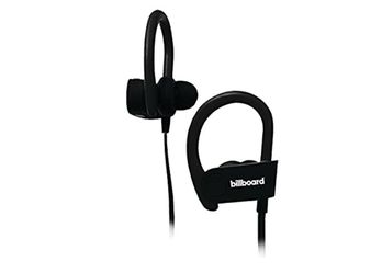 Billboard Bluetooth Wireless Hook Over Earbuds With Tangle Free Flat Cord, Controls and Microphone - Black