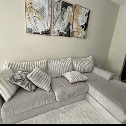 VELVET & CORDUROY Sectional In Grey