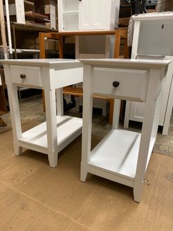 White Slim Single Drawer End Table White