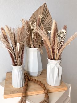 White Geometric Ceramic Vases Set of 3
