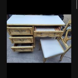 WOODEN DESK AND CHAIR