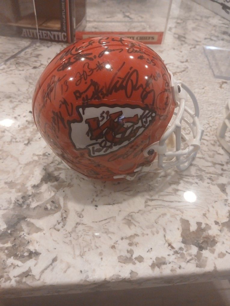 Vintage Autograph Chiefs Mini Helmet