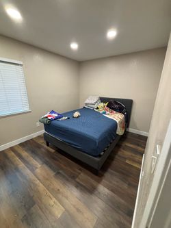 Dark Gray Upholstered Platform Bed Frame