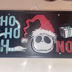 NIGHTMARE BEFORE CHRISTMAS METAL LICENSE PLATE WALL HANGING~NEW~JACK HO HO OH NO