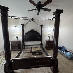 Queen Post, Bedframe And Two Nightstands
