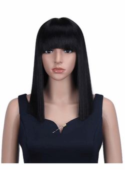DÉBUT lace front wigs for black women synthetic wigs for white women Medium Straight 13" 145g flat bangs