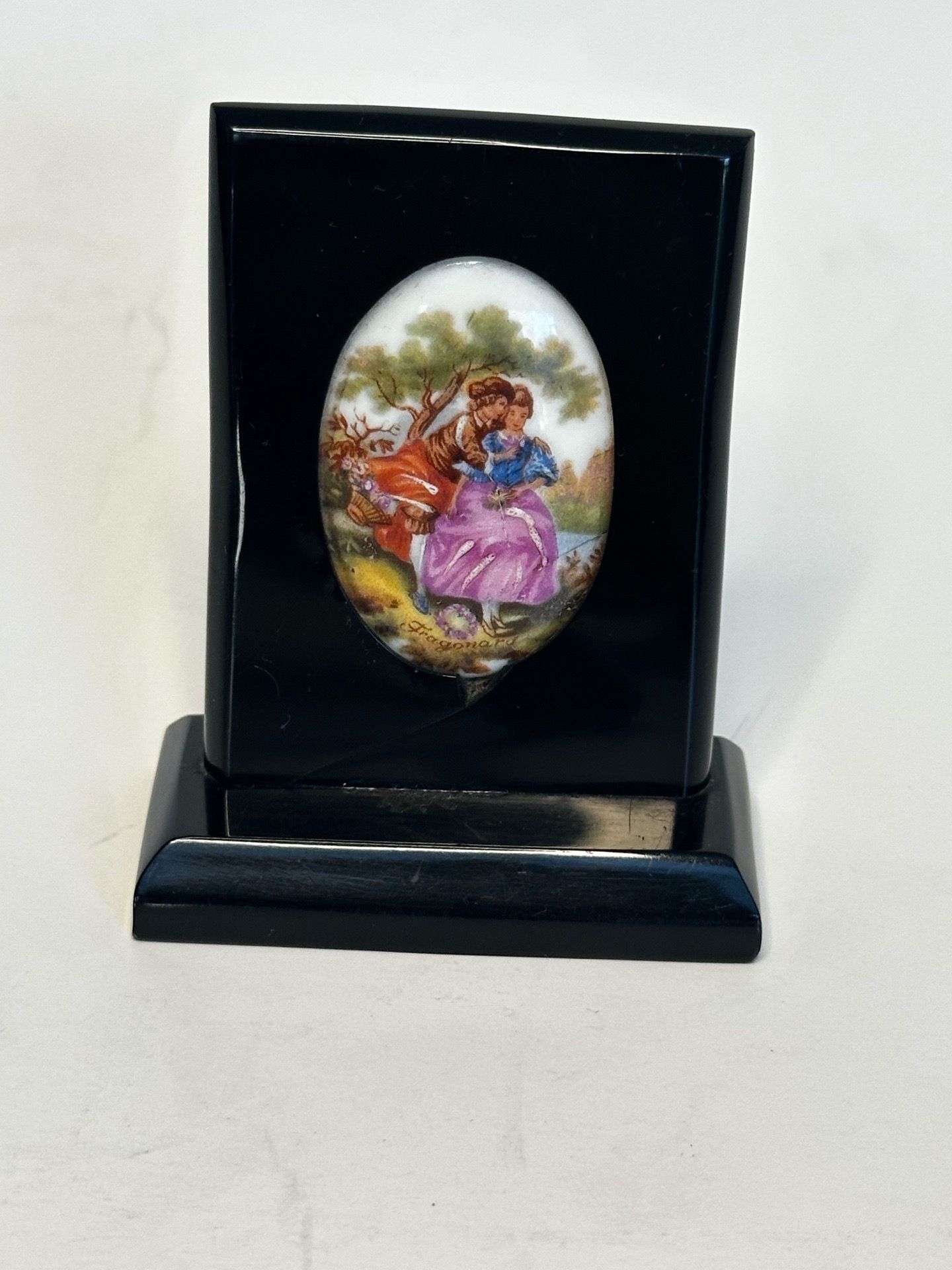 Limoges Porcelain Collectible Decorative Plaque France Black Multi-Color