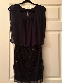 GUESS Chiffon Overlay Black Cocktail Dress