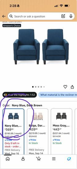 Jameson recliner, sillas reclinable 2 piezas