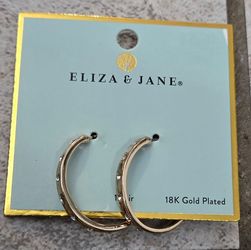 Eliza & Jane Diamond and 18k gold plated hoop earrings