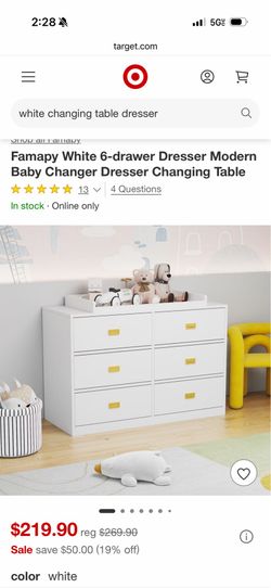 White changing station dresser