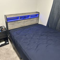 Queen Bed Frame With Storage And LED Lights