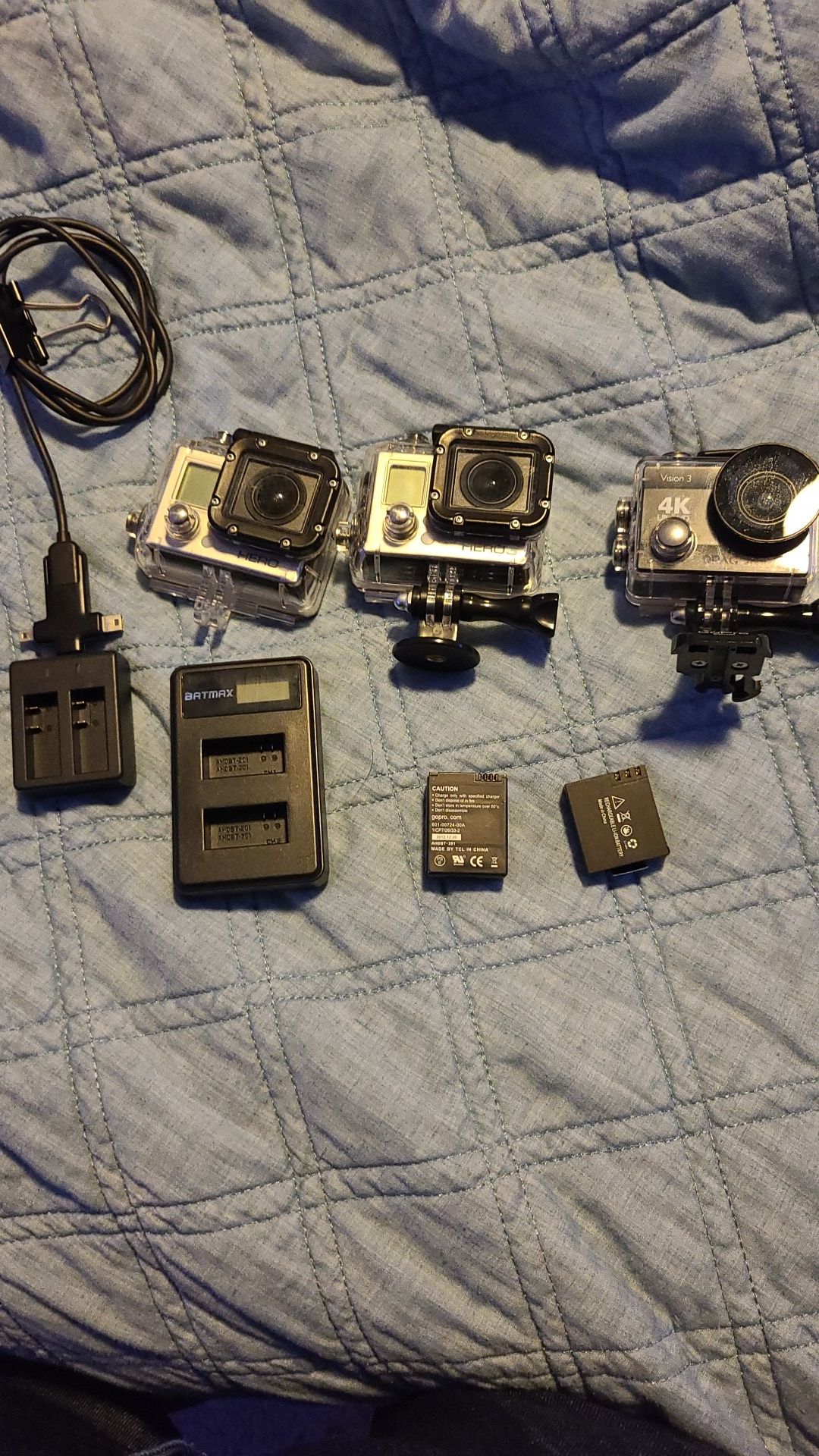 Go Pro Hero 3 and Vision 3 4K action cams