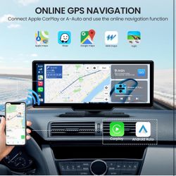 10.26'' Wireless Carplay Screen for Car, Portable Car Stereo with Carplay & Android Auto, Car Audio Receivers with GPS Navigation, Mirror Link, for Al