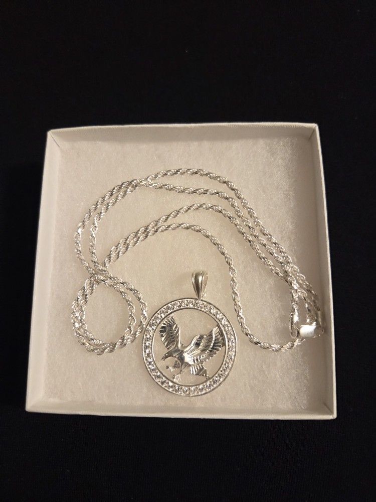 24 Inch Chain W/Eagle Pendant