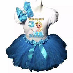 Frozen Elsa outfit 3rd birthday tutu dress two pieces personalized with number and name and frozen headband