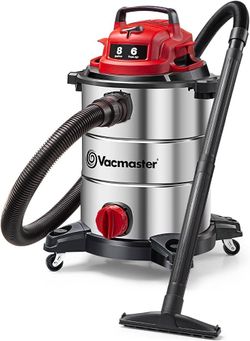 Vacmaster VOC812SF 1101 8-Gal 6 Peak HP Stainless Steel Wet/Dry Vac Red