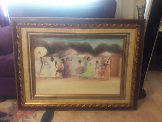 Huge 45"w x 34"h heavy Earl Jackson frame in frame Black Art