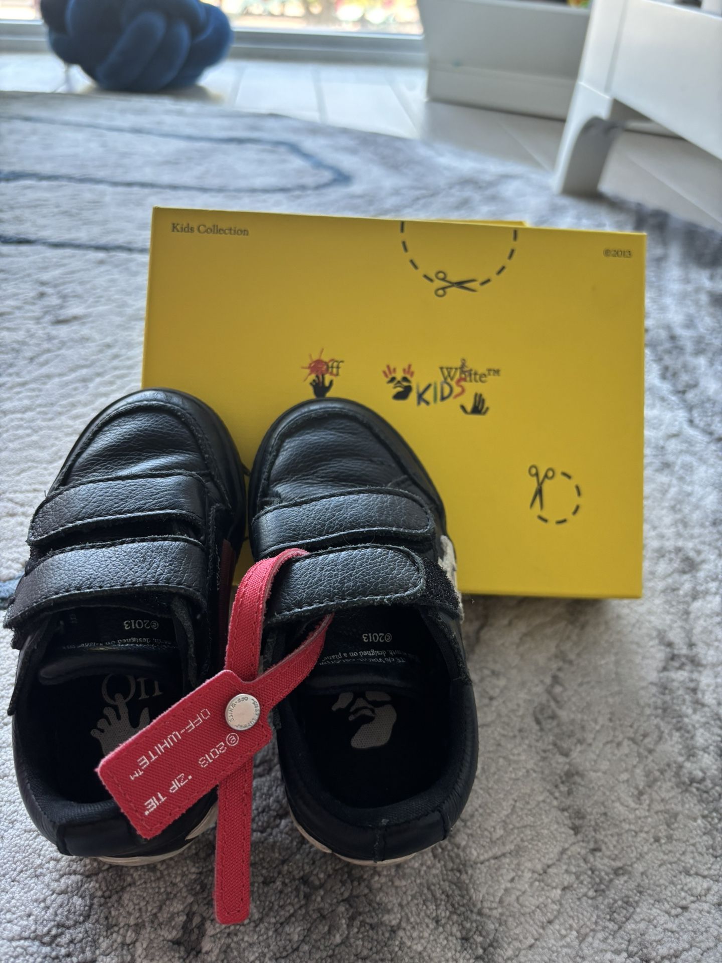 Off-white Velcro Vulcanized Leather Black-white Toddler Shoe