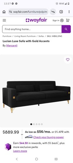 Lucian Luxe Sofa with Gold Accents (Black)