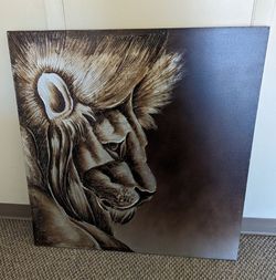 Oil Painted Lion Canvas