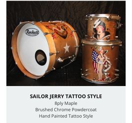 Rockett Drum Works Custom Sailor Jerry 4 Piece Kit.