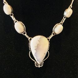 Dendritic Opal Moonstone in 925 Sterling Silver Necklace⁶