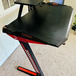 Z-Shaped Gaming Desk with Monitor Stand