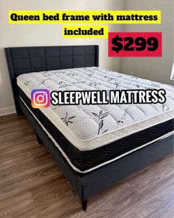 Queen size bed frame with mattress included
