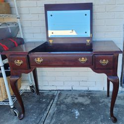 Vintage Wood Mirrored Vanity Desk Table by KINCAID Cherry Mountain III a La-Z-Boy Company