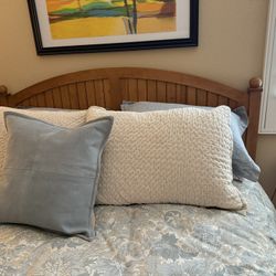 Ethan Allen Wood Headboard -Queen and metal bed frame 