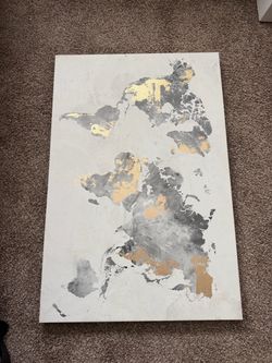 Abstract Canvas Wall Art Gray and Gold