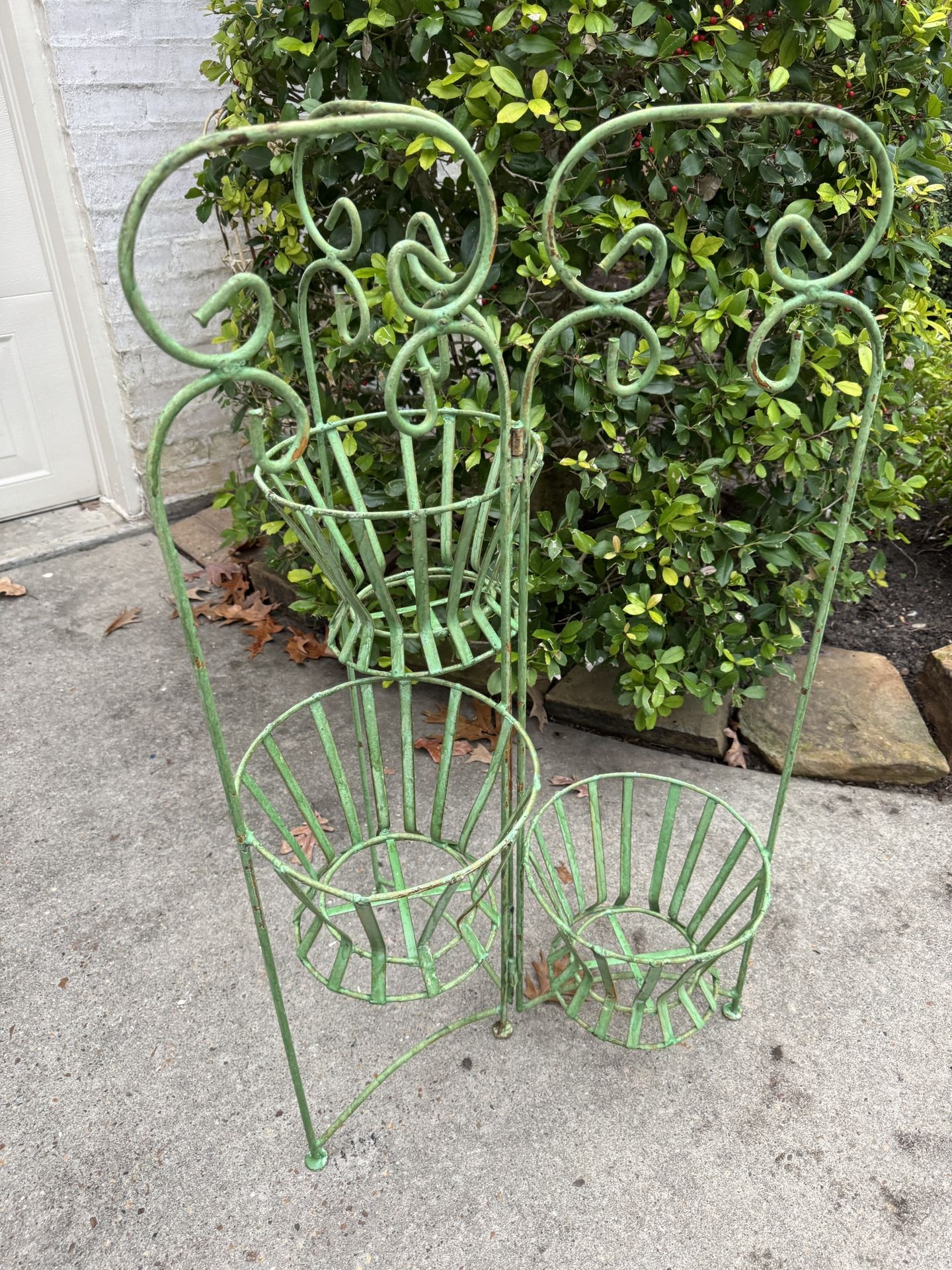 3 Tier Folding Plant Stand Pot Holder Wrought Iron Vintage Garden