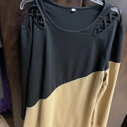 Black And Beige Top/tunic