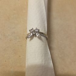 Ring Size 10 Very Pretty Butterfly Diamond Silver Costume Jewelry