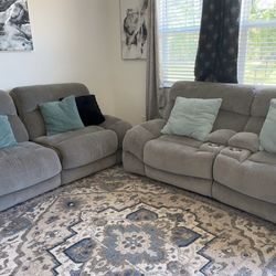 Electric Reclining Couch Set – Power Recliners + Chargers (Must Go!)