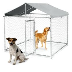 79Inch Heavy Duty Dog Crate with Pointed Roof, Indestructible Large Kennel Indoor&Outdoor, Removable Trays, Chew Proof Cage for High Anxiety Dogs, Rab