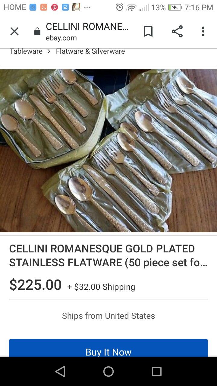12pc Set Cellini Romanesque Gold ElectroPlate Silverware