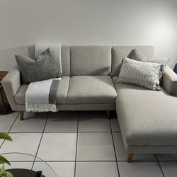 Oliver 86’ Right 2 Piece Sectional,twill,dove,walnut