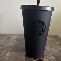 Starbucks Tumbler 16oz Matte Black Reusable Lid Straw Coffee Cup Travel BPA Free