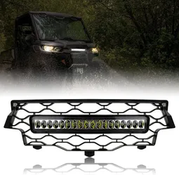 Front Bumper Mesh Grille w/ LED Light For 2016-2019 Can-Am Defender MAX HD5 HD8 HD10