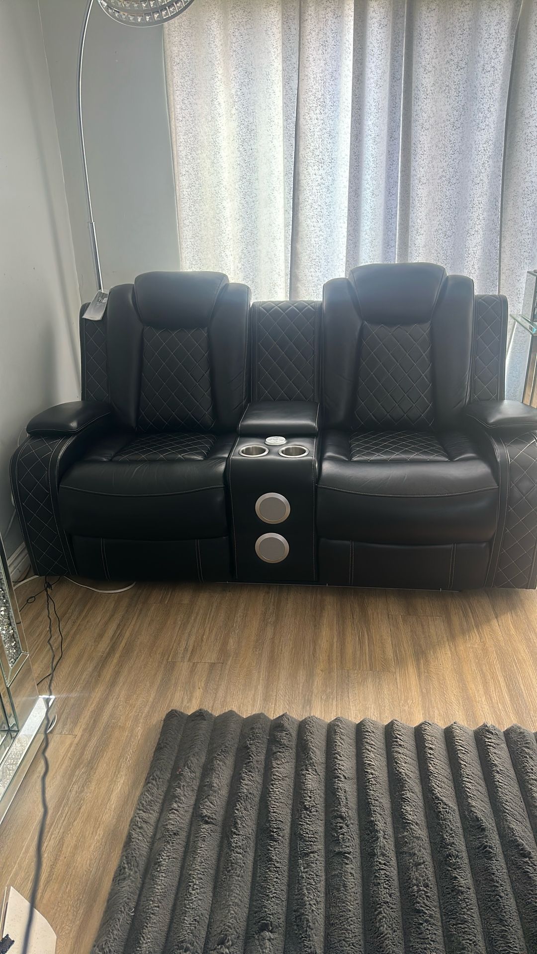 New Classic Sofa Love Seat Recliner Phone Charger Plus Usb Plugin Blue Lights Had For 1 Year Paid3000