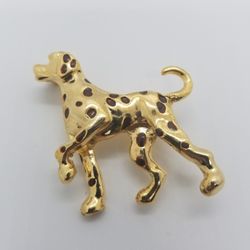 Gold Dalmatian Dog Brooch Pin