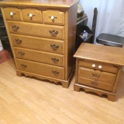 7 Drawer Solid Wood Chest And 3 Drawer Solid Wood Night Stand.