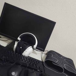 Gaming Keyboard 3 Gaming Mouse Gaming Razer Headset Hp monitor and 2 Large mousepads 
