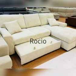 Taupe corduroy sectional pullout sleeper bed