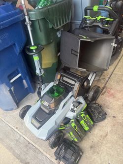 Ego Self Propelled Mower , Trimmer with 2 Batteries & 2 Chargers