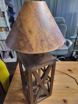 Rustic Wood Table Lamp with Shade