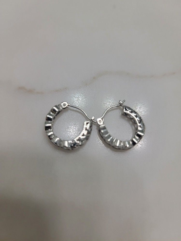 Small diamond 14k Hoop Earrings
